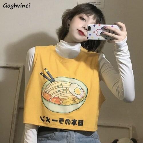 Women Sets Spring Autumn Leisure Harajuku Kawaii Printed Vests Slim T-shirts Turtleneck Plus Size Korean Style Students Lovely