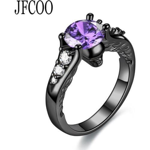 2019 Skull Punk Black Ring Red crystal Womens Ring Wedding Valentines Day Jewelry Dropshipping