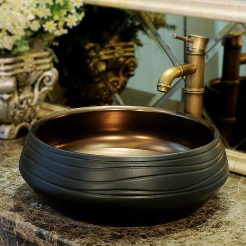 Gold and black Porcelain Artistic Floriated Bathroom Sink Countertop Bathroom Sink Wash Basin hair wash basin