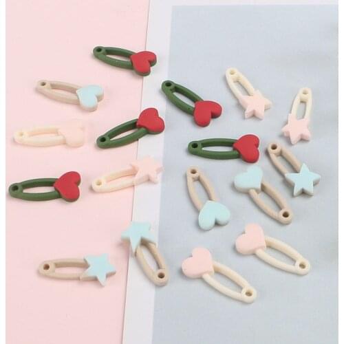 10Pcs 24*11mm Pink Blue Star Heart Pin Shape Resin Charms For DIY Making Earrings Hair Accessories Key Chain Jewelry Supplies