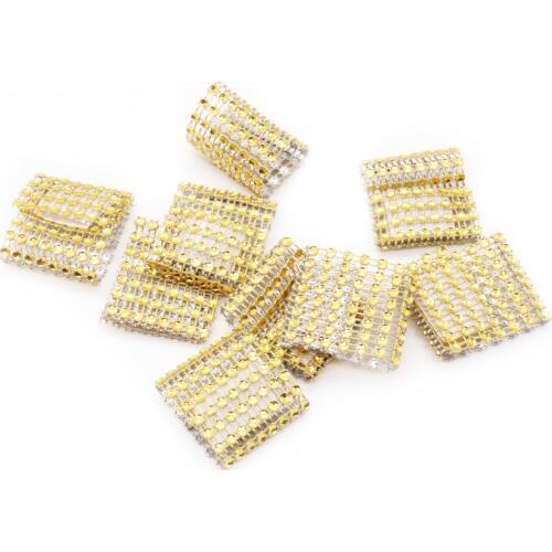 10pcs 8 Rows Gold Silver Wedding Napkin Rings Diamond Table Decoration Accessories Bow Covers Holders DIY Decorations