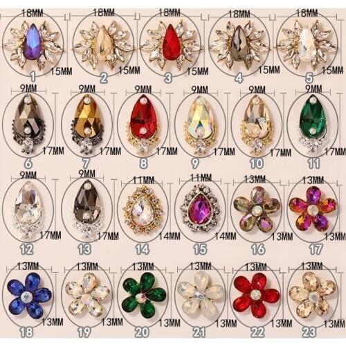 10pcs/lot super big luxury metal Nail art jewelry drop tears Rhinestone flower nails parts decorations Manicure Nail Accessories
