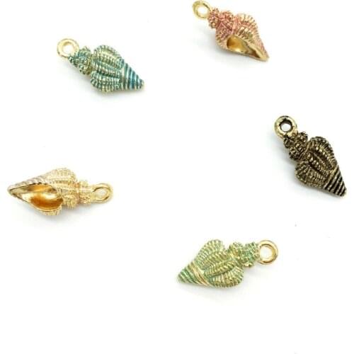 Hot 10pcs Fashion Charms Enamels Color Conch Alloy Pendant Making Gift Hair Bracelet Necklace Jewelry Accessories DIY Craft 2018