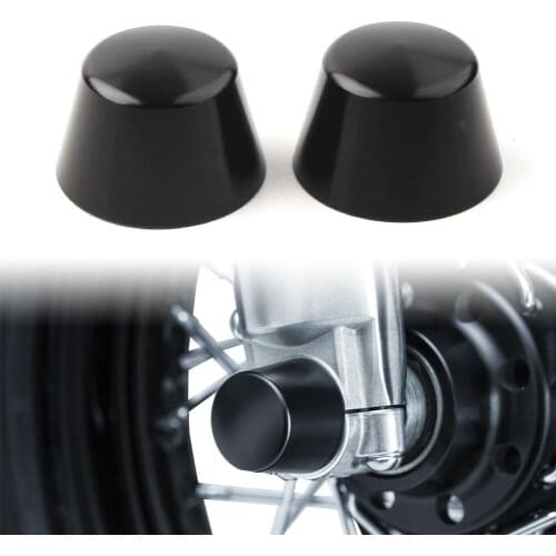 2Pcs Motorcycle Front Axle Nut Covers Cap Satin Black 1229 Universal For Harley-Davidson Models