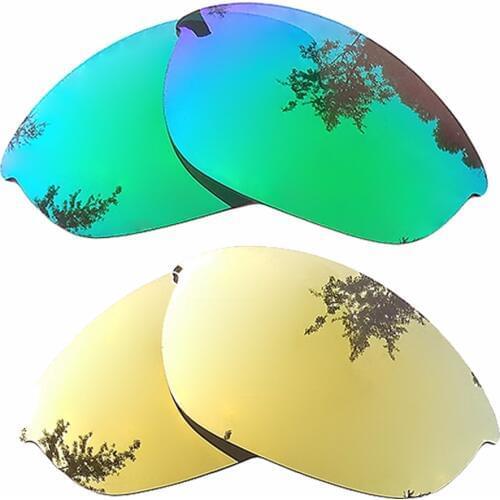 24K Gold Mirrored & Green Mirrored Polarized Replacement Lenses for Half Jacket Frame 100% UVA & UVB