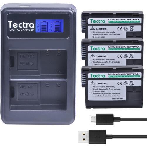3PCS EN-EL15 EN EL15 Digital battery + LCD USB Dual Charger for Nikon D600 D610 D600E D800 D800E D810 D7000 D7100 D750