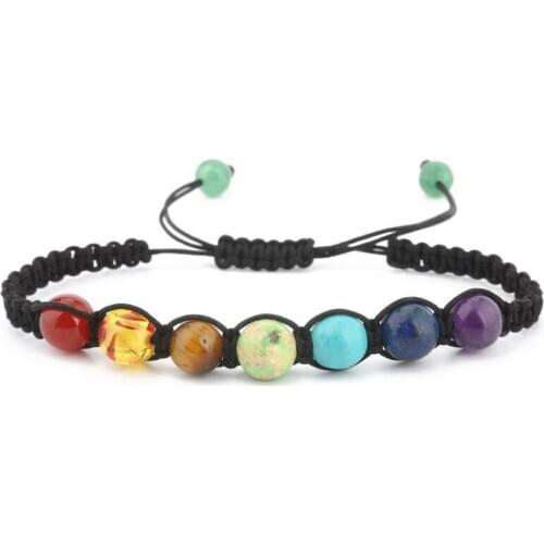 8mm er242 mulitcolor rainbow agate Onyx yellow Tigereye Macrame Braided Chakra Reiki Buddha Prayer Yoga Bracelet