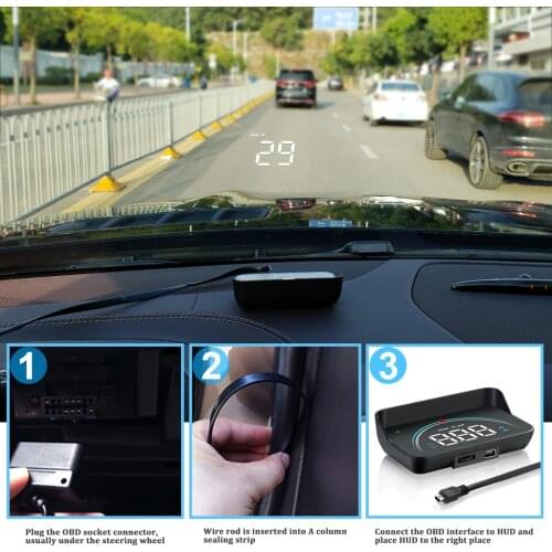 LED Car HUD M8 Head-Up Display Speedometer Projector Warning Gauge