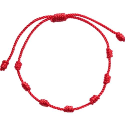 2Pcs Evil Eye and Good Lucky Red String Bracelets 7 Knots Protection Rope Amulet New Year Gift Friendship bracelets
