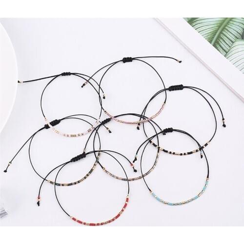 Coxeer 1pc Bohemian Style Bead Decor Bracelet Handmade Adjustable String Bracelet Bead Rope Bracelet Jewelry Accessories