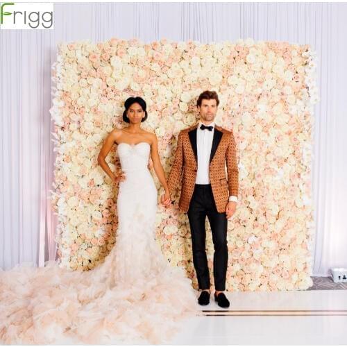 Frigg 40x60cm Silk Rose Flower Champagne Artificial Flower for Wedding Decoration Flower Wall Romantic Wedding Backdrop Decor