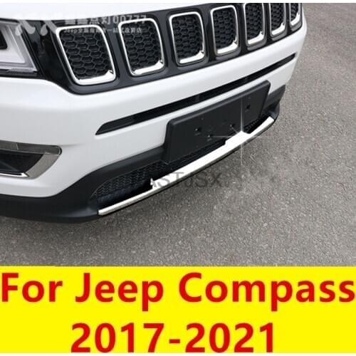 For Jeep Compass 2017-2021High quality ABS Stainless Steel Front Bumper Skid Protector Guard Plate Cover Trims 1pcs Car Styling