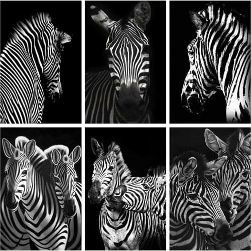 HUACAN Diamond Painting Zebra Full Square Handicraft Diamond Embroidery Mosaic Animal Black And White Home Decoration