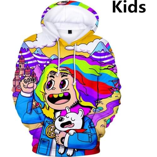 3 To 16 Years Kids Hoodies 6ix9ine 3D full print Hoodie Sweatshirt Boys/Girls Hip Hop Rapper Tekashi69 pullover Coat children