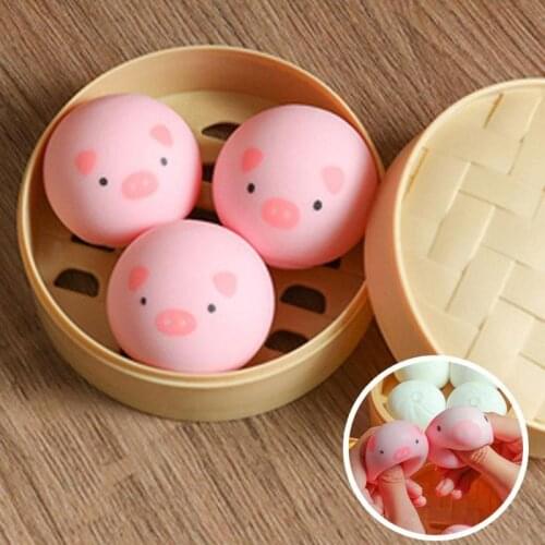 Simulation Pig Bun Squeezing Toy Relieve Stress Slow Bounce Decompression Toy Cute Squeeze Relieve Stress Fidget Toy