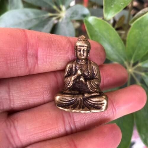 CHINA copper bronze Sakyamuni small Statue ornaments Metal crafts family decorations pendant