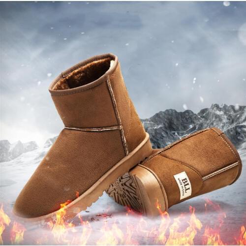 Classical Women Outdoor Snow Shoes Female Suede Fur Winter Ankle Footwear Lace-up Plush Ladies Shoes Couple Warmer Shoes