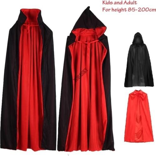 Halloween Costume for men woman kids Female Girl Boy adult Death Scary Devil Role Red Black Witch Vampire Long Cape Cloak Hooded