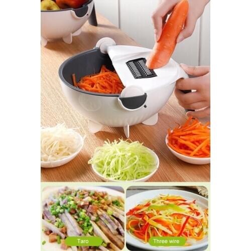 Multi Manual Slicer Rotate Vegetable Cutter With Drain Basket Kitchen Tools Veggie Shredder Grater Slicer Free Peeler Cocina