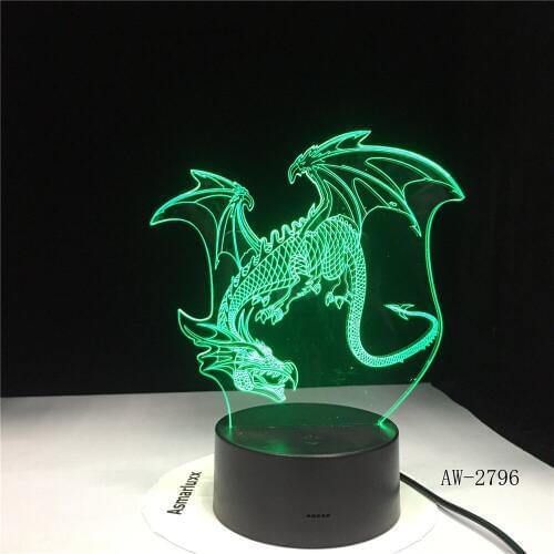 Dinosaur Model 3d Led Light 7 Color Change Bulb Decoration Kids Gift Night Light Sleeping Lava Lamp Party Decor Light AW-2796