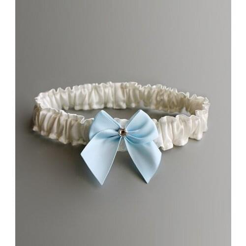 Fashion Womens Sexy Garter blue Bow Rhinestone Garter Wedding Marriage Ceremony Bride Garter Belt Suspender
