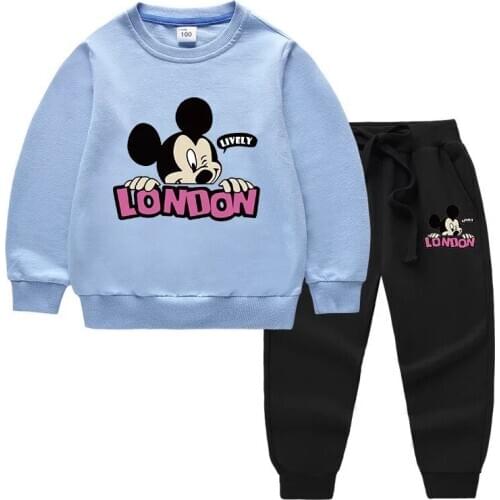 Disney Mickey Mouse Baby Girl Clothes Kids Hoodies Sweatshirts Pants Boy Clothing Outfits Casual Children Sportswear Suits