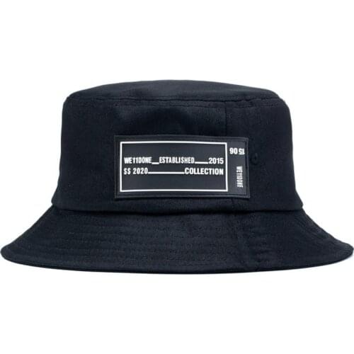 Rubber Badge Fisherman Bucket Hat For Women Men Fishing Cap Bob Panama Summer Fashion Black Korean Sun Hats Sunscreen Outdoor