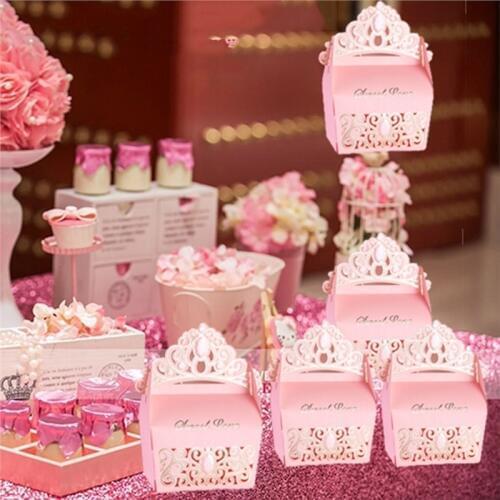 50Pcs Candy Box European Crown Shaped Candy Gifts Boxes for Wedding Ceremony Wedding Baby Shower Party Supplies