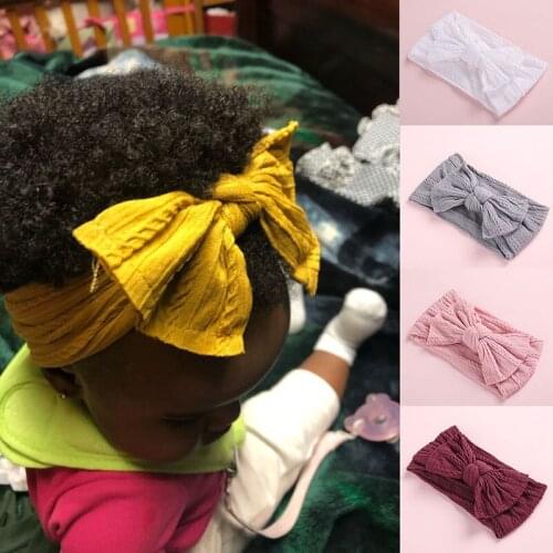 Newborn Baby Girls Headwrap Knitting Jacquard Nylon Hairband Sports Wide Bow Super Soft Headband Children Accessories 2021 New