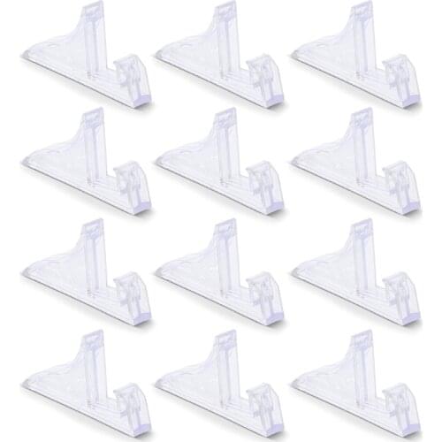 12 Packs Clear Easel Stand Mini Stable Plate Holder for Home Display Light Items Badges Photos Collections