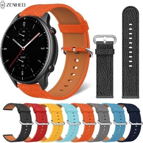 22mm Leather Watchband for Xiaomi Huami Amazfit GTR 2 GTR2 GTR 47mm Replacement Watch Band Strap for Huami Amazfit Stratos 2/2S