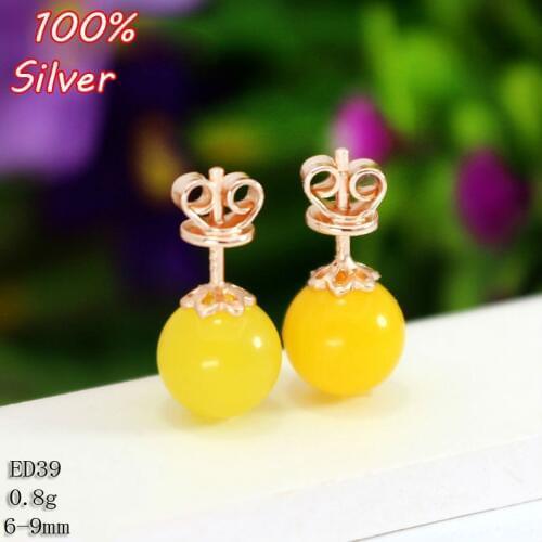 100% 925 Sterling-Silver Color -Jewelry Stud Earrings Blank for women Fit 6mm-9mm Cabochon Rose Gold Base DIY Jewelry Earrings