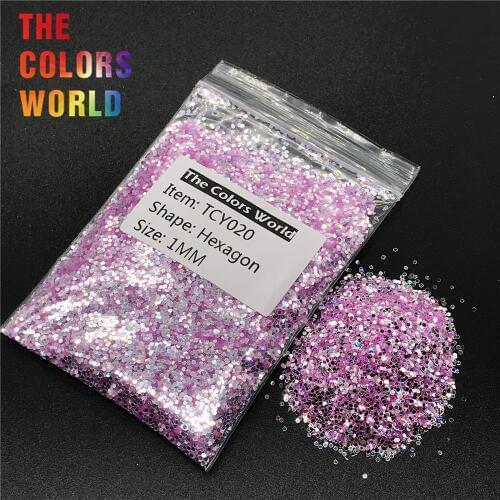 TCY020 Shinning Silver Purple-Red Color Hexagon Shape Nail Glitter Nail Art Decoration Nail Gel Face Glitter Makeup Henna DIY