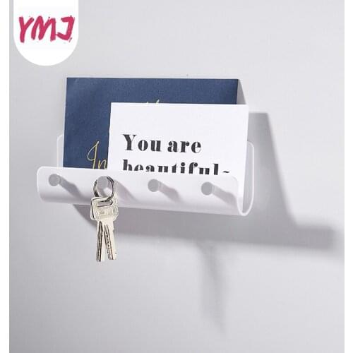 U-shaped Punch-free Storage Rack with 4 Hooks Wall-mouted Storage Hook Shelf Frame Porch Key Bag Hhook Kitchen Bathroom Tools