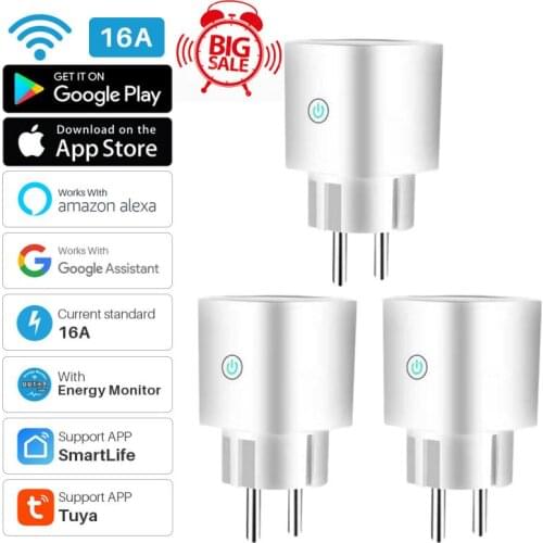 WiFi Smart Wireless Plug EU Adaptor Remote Voice Control Power Energy Monitor Outlet Timer Socket For Alexa Google Home