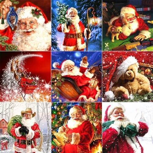 XUEQIXIAOZU Full Round Santa Claus Diamond embroidery 5D DIY Diamond painting Diamond mosaic painting Home decoration gifts New