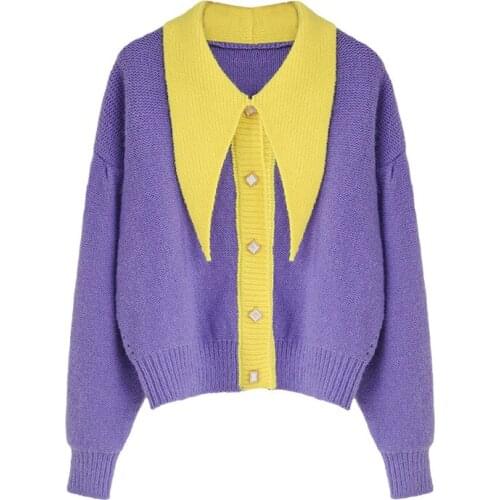 Autumn Winter New 2020 Women Casual Sweater and Cardigans Long Collar Turn Down Knitting Sweater Coat Casual Tops