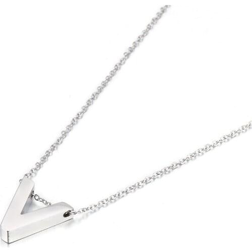 Fashion New Glossy 26 Letter Female Necklace Titanium Steel Pendant English Letters