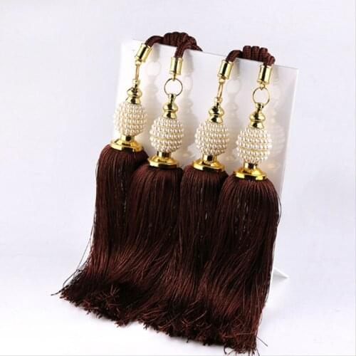 1 Pair Rope Curtain Tie Backs Hanging Tassel Tiebacks For Curtain Accessories Pearls Ball Beaded Tassel Hanging Ball