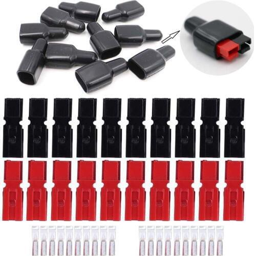 10Pairs / lot 30 45 A PP30 PP45 Power Connector Plug Red Black PP30 with 10PCS FR PVC Cover Flame Retardant Sleeve 30A 45A