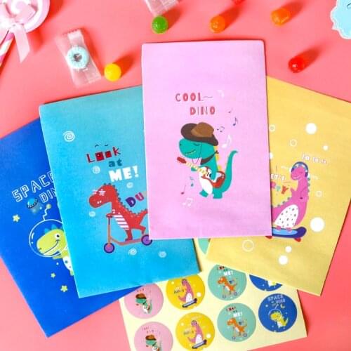 12sets Dinosaur Cartoon Gift Bag Cute Dino Baby Shower Birthday Party Favor Bag Candy Cookie Treat Bags for Theme Party Wrapping