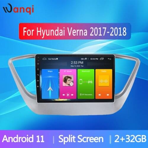 2+32GB Android 10 Car Radio Multimedia Audio Player GPS Navigation For Hyundai Verna 2017 2018 Stereo Video Bluetooth WiFi