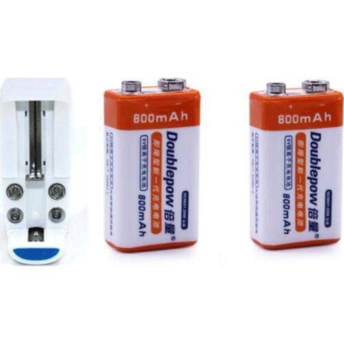 2PCS 800mAh Li-ion 9 V Rechargeable Batteries For Smoke detectors Wireless Microphones+Universal 9V AA AAA 18650 Smart Charger