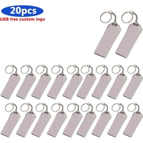20pcs/lot Metal Flash Drive Pendrive 32GB 16GB 8GB 4GB Memory Stick 64GB USB 2.0 USB Creative U Disk Gift Memory Card