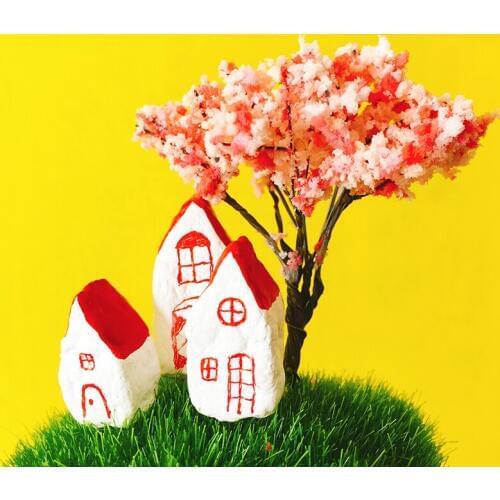 Sale~3Pcs/ pink artificial model tree/miniatures/cute plants/fairy garden gnome/moss terrarium decor/crafts/bonsai/bottle garden