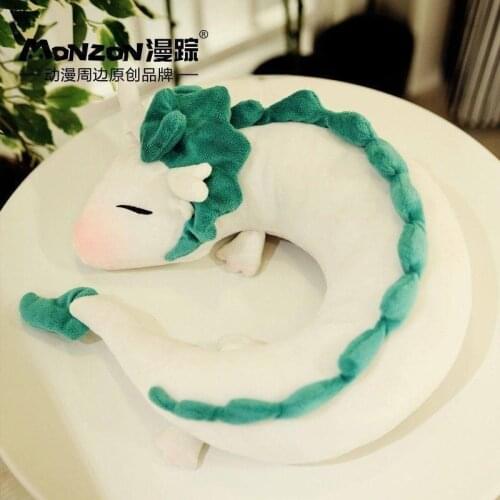 Anime Spirited Away Miyazaki Hayao White Dragon Haku Plush Doll Toy Pillow Neck U-Shape Cute Free shipping