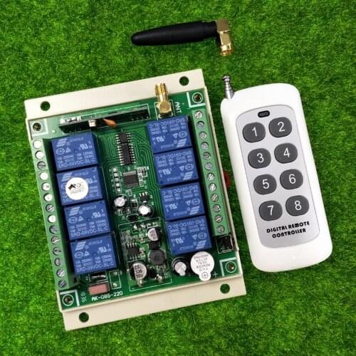 DC 12V 8 channel RF Wireless Remote Control system 1 Receiver +1 Transmitter Household multiplexing electric appliances