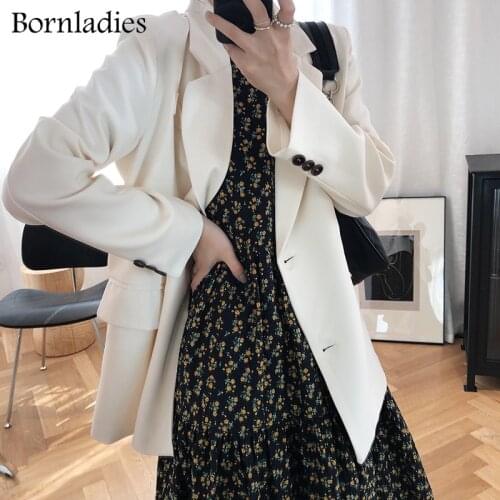 Bornladies Office Ladies Loose Blazer Suit 2021 Stylish Single Breasted Female Oversized Suit Jacket Women Full Sleeve Outwear