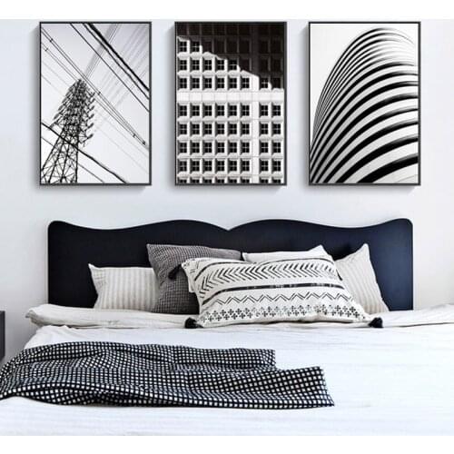 Black and White Nordic Decorative Painting Abstract Photography Architecture Hotel Club Hanging Painting canvas wall art