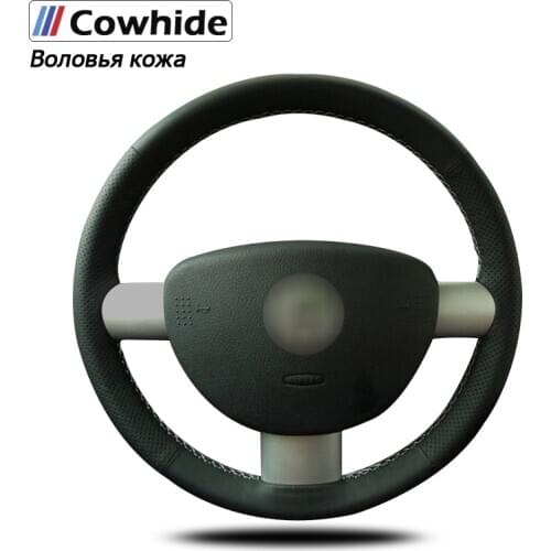 Black Genuine Leather Car Steering Wheel Cover for Volkswagen VW Beetle 2003 2004 2005 2006 2007 2008 2009 2010